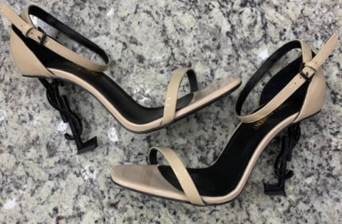 Sandália Salto YSL Opyum Nude Italiana