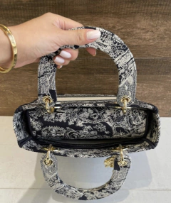 Bolsa Lady Dior D-Lite Média Toile de Jouy Reverse Azul Italiana - loja online