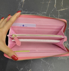 Carteira de Couro Saffiano Rosa Italiana - comprar online