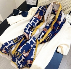 Lenço Hermès Azul e Amarelo Italiana