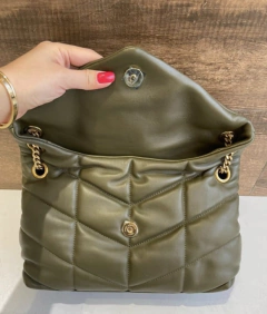 Bolsa YSL Loulou Puffer Média Verde Militar/Dourado Italiana - comprar online