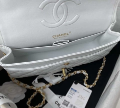 Bolsa Chanel 2.55 Clássica Flap Caviar Branca Italiana - Romaly Grifes
