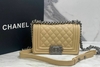 Bolsa Chanel Leboy Pequena Bege/Prata Caviar Italiana