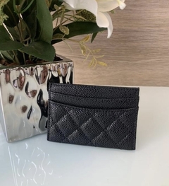 Porta Cartão Chanel Caviar Preto Italiana - Romaly Grifes Bolsas