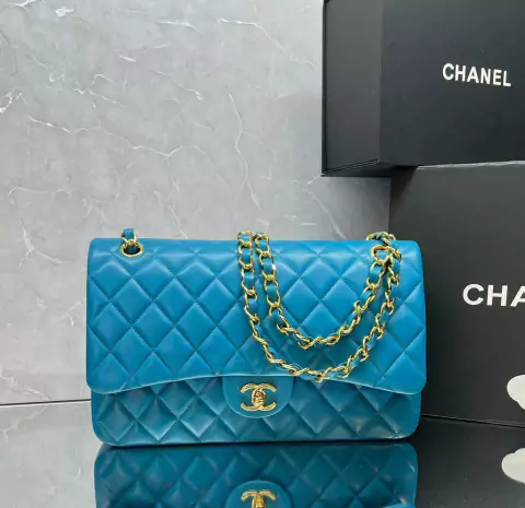Bolsa Chanel 2.55 Clássica Jumbo Lambskin Azul Italiana