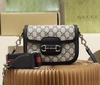 Bolsa Gucci Horsebit 1955 GG Mini Preta Italiana
