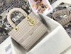 Bolsa Lady Dior D-Lite Média Bordado Pied-de-poule Rosa des vents Italiana