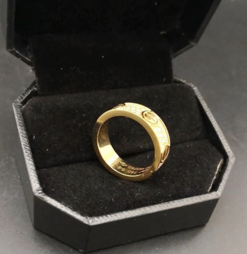 Anel Cartier Love Com Brilhantes Dourado Italiana