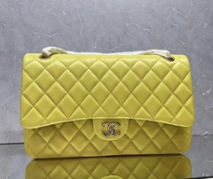 Bolsa Chanel 2.55 Clássica Jumbo Lambskin Amarela Italiana