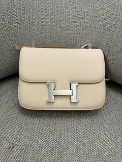 Bolsa Hermes Constance Off White com Prata 24 Italiana
