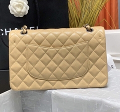 Bolsa Chanel 2.55 Clássica Caviar Bege com Prata Italiana - Romaly Grifes Bolsas