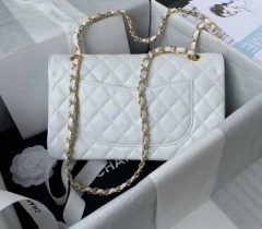 Bolsa Chanel 2.55 Clássica Flap Caviar Branca Italiana