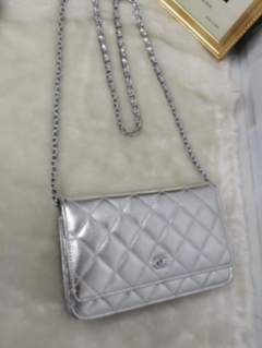 Bolsa Woc Prata Lambskin Italiana