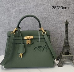 Bolsa Hermes Kelly 25 Togo Verde Militar Italiana
