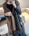 Cachecol Echarpe Cashmere Louis Vuitton Marrom e Preto Italiana