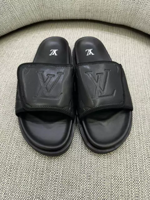 Chinelo Slide Louis Vuitton Masculino Preto Italiana