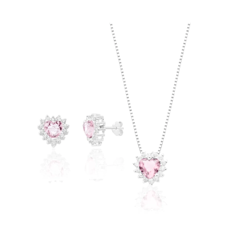 CONJUNTO CORAÇÃO ROSA CLARO - comprar online
