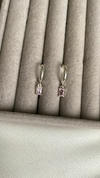 Argola click retangular rosa