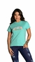 CAMISETA BÁSICA FEM - AZUL TURQUESA PEDRARIA