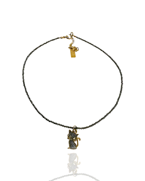 Colar Choker de Zircônias Fumê & Pingente Gatinha - comprar online