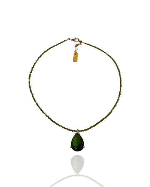 Colar Choker de Zircônias Verde & Pingente Gota - comprar online