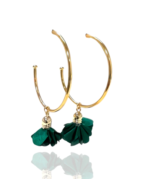 Brinco Argola Flor de Seda - Verde