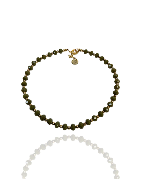 Colar Choker de Cristais Verde Musgo & Hematitas - comprar online