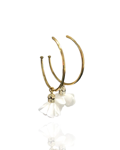 Brinco Argola Flor de Seda White - comprar online