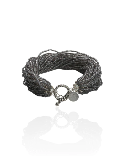 Bracelete Miçangas Gray com Fecho Leopardo - comprar online
