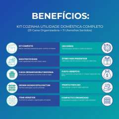 Imagem do Kit Cozinha Completo com Caixa Organizadora + 11 Utensílios Domésticos