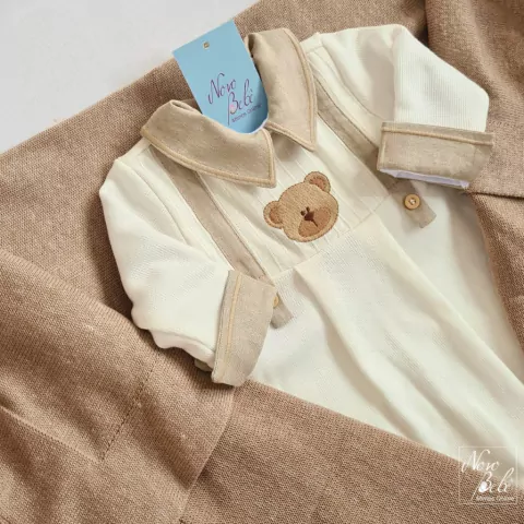 Kit Saída de Maternidade 3 Peças Ursinho Benício Bege