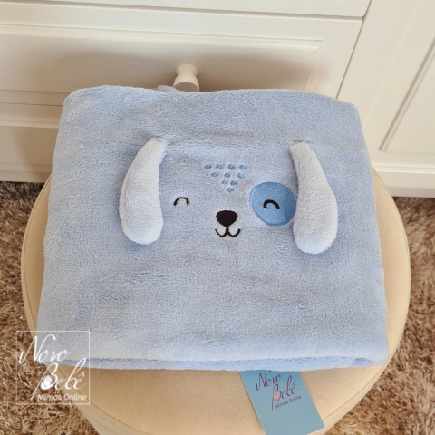 Manta Bebê Microfibra Bordado Cachorrinho Simon - Azul - comprar online