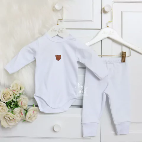 Conjunto Bebê Body e Calça Algodão Egípcio Océane - Branco