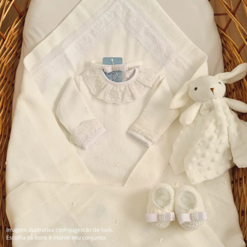 Saída de Maternidade Branca Renda Ellie