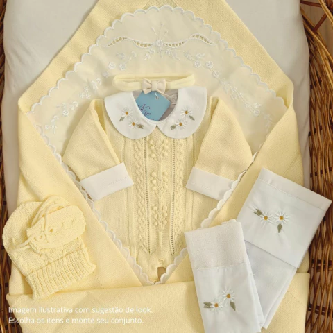 Saída de Maternidade Margarida Lola Tricot Amarelo