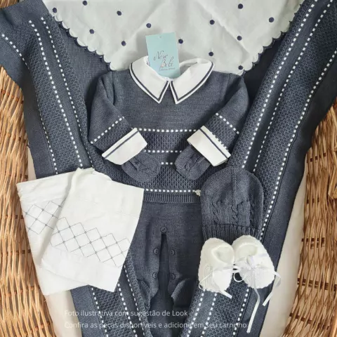 Saída de Maternidade Azul Indigo Pontilhado Weber - comprar online