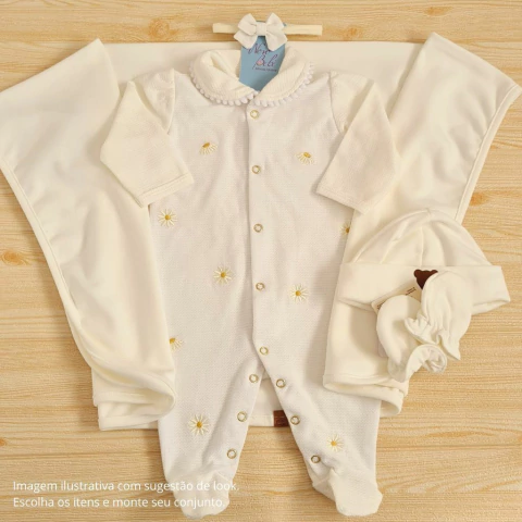 Saída de Maternidade Algodão Margarida Off White