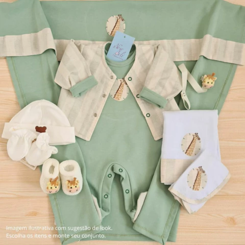 Saída de Maternidade Algodão Egípcio Girafinha Daca Verde