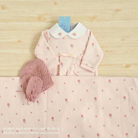 Primeira Saída para Bebê Rosê Flores Helena