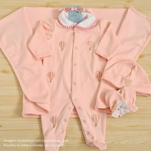 Saída de Maternidade Algodão Egípcio Balões Anne Rosa