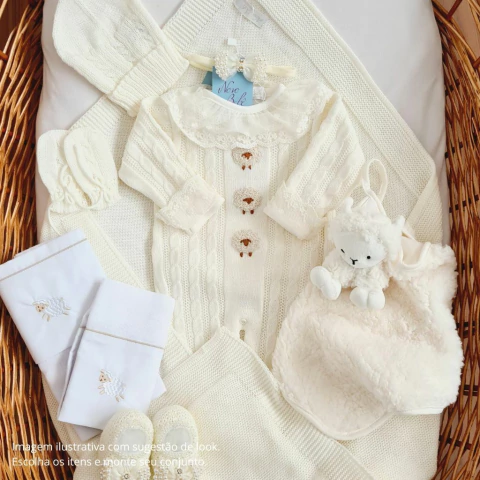 Saída de Maternidade Menina Ovelha Lolly Renda Natural - comprar online