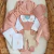 Kit Saída de Maternidade Tulipa Marília Rosê Tricot com 3 Peças (Jardineira com Body e Manta)