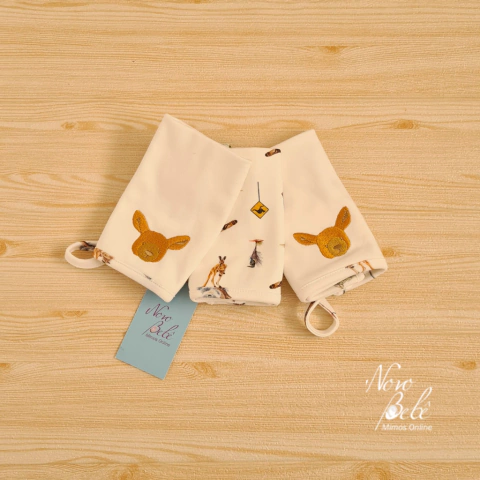 Kit com 3 Babinhas Algodão Egípcio Canguru Austrália - Bege - comprar online