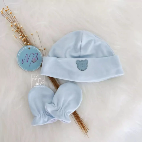 Kit Touca e Luva Algodão Egípcio Océane - Azul