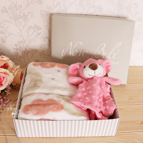Kit de Presente Bebê Toque de Seda Cachorrinha Pong - Rosa