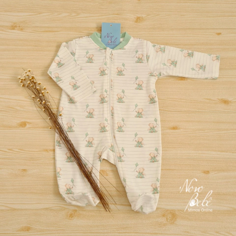 Macacão Bebê Algodão Egípcio Vellutato com Zíper Estampa Urso Pipa Silas - Verde - comprar online