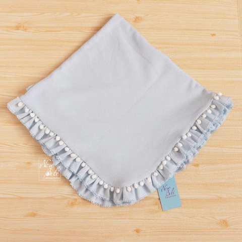 Manta Bebê Tricotil com Mini Pompom - Azul