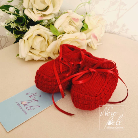 Sapatinho de Bebê Tricot Pipoca - Vinho - comprar online