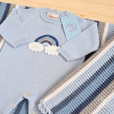 Kit Saída de Maternidade 2 Peças Menino Arco-Íris Sky Azul