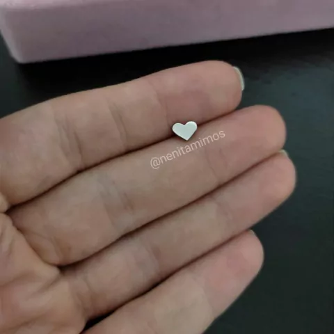 Piercing coração em aço inoxidável prateado